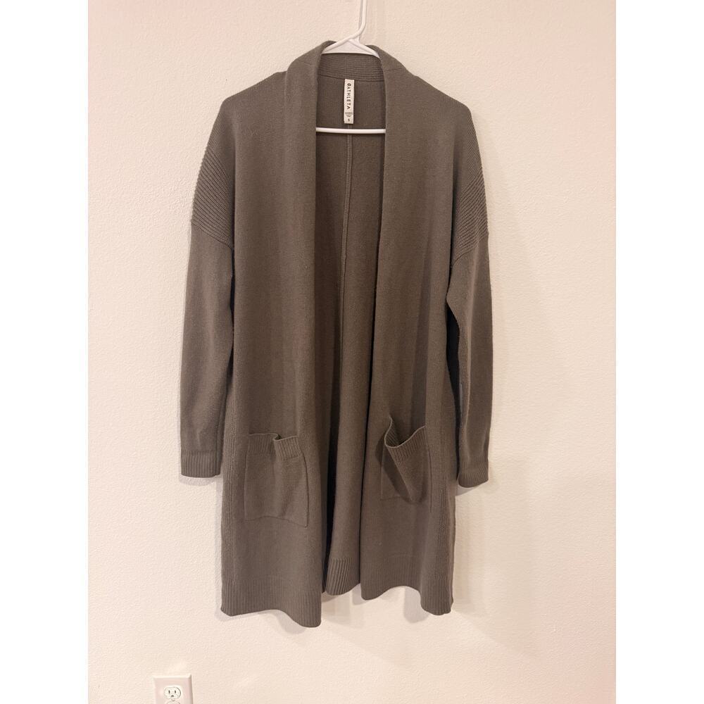 Athleta Wool Cashmere Longline Open Cardigan – Taupe – Size Small